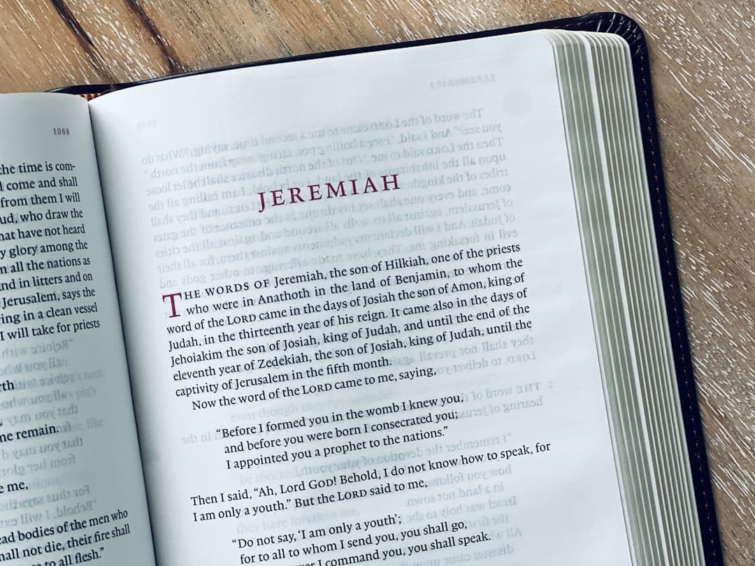 The book of jeremiah is open and displayed.